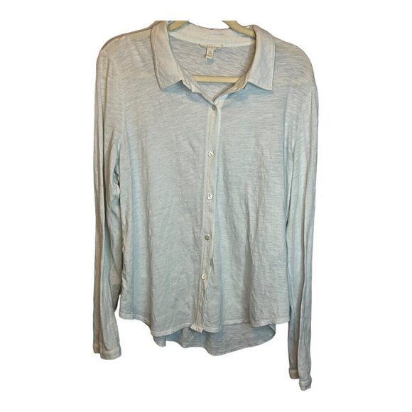 Eileen Fisher system Blouse Women's Size Large Button‎ Down sheer White - Picture 1 of 3